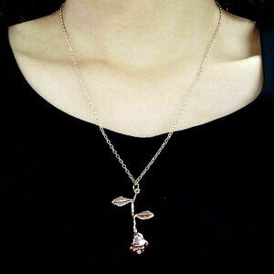 Delicate Rose Flower Pendant Necklace Rose Gold Boho BFF Bridesmaid Wome…